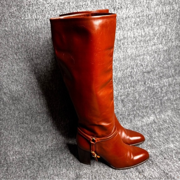 Ralph Lauren Purple Label Heeled Leather Platform Riding Boots Brown 36/ 6 - Picture 9 of 11